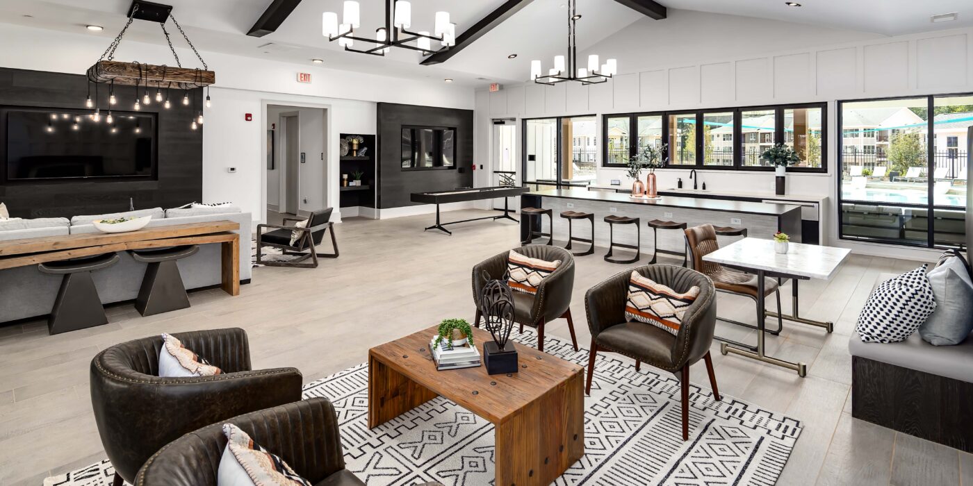 Interior View of clubhouse with 4 chairs